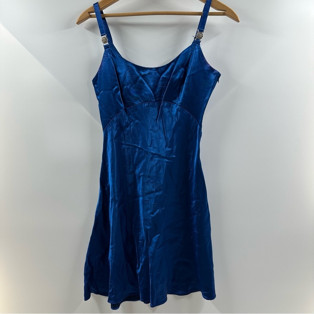 Blondie & Me Evening Royal Blue Satin A-Line Dress – Size S/M